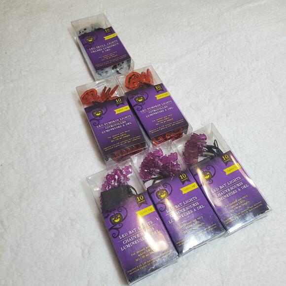 Halloween String Light Bundle Pumpkins Bats Skulls LED NEW Lighting Decor - Picture 7 of 12